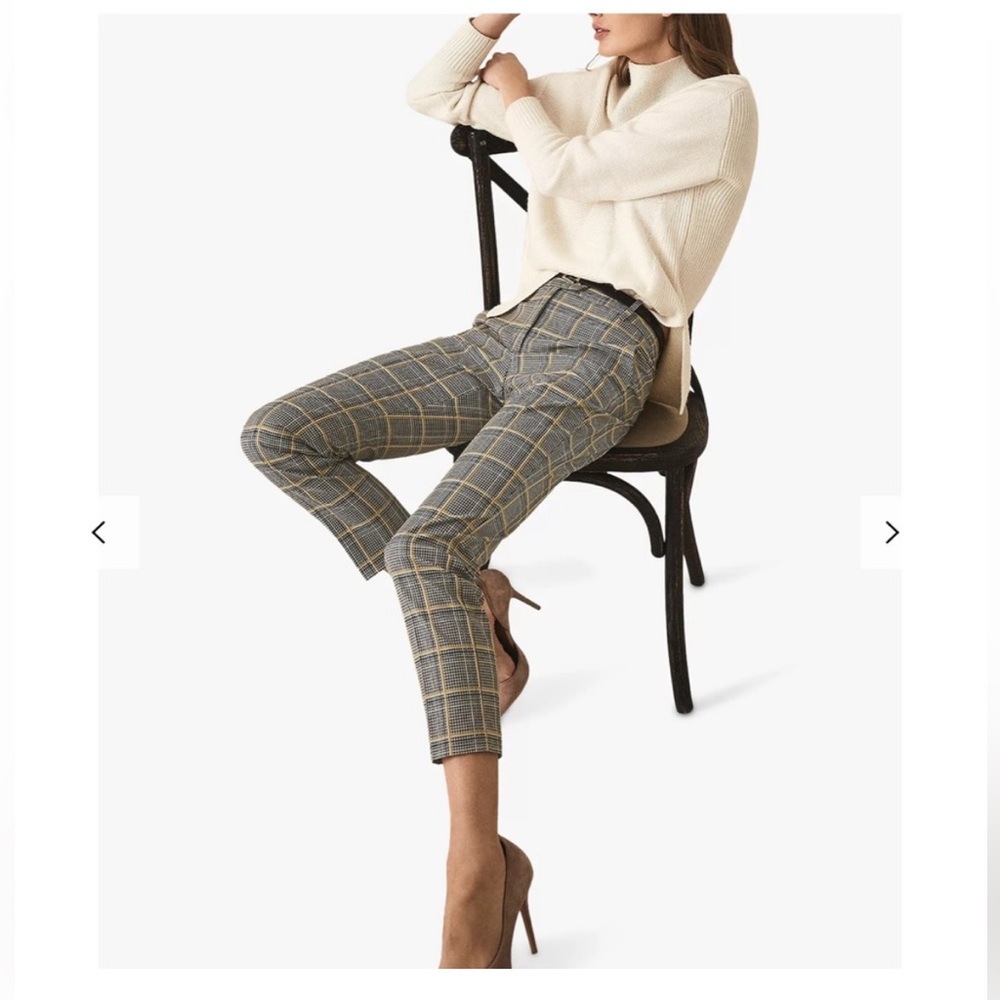 NWOT Reiss Joanne Check Trousers, Yellow
Check
